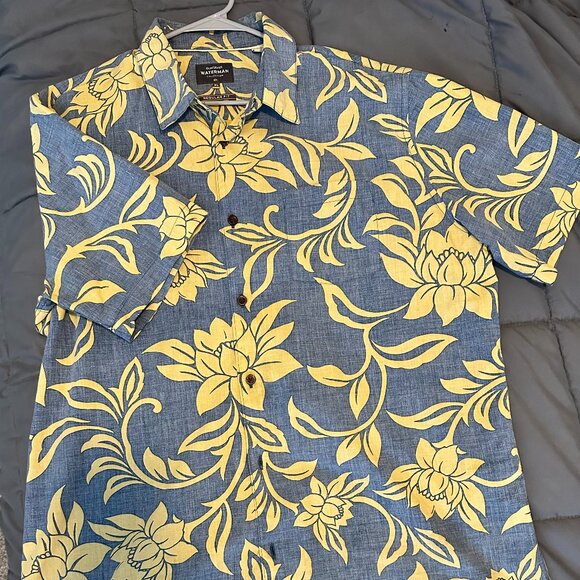 Quiksilver Waterman Collection Floral Shirt Button Up Mens Hawaiian Shirt XL - Picture 2 of 10